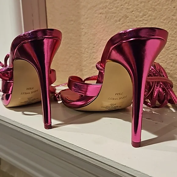 Nine West Terrie Sky Sexy Tie and Leg High Heel Strappy Sandals - Picture 4 of 15